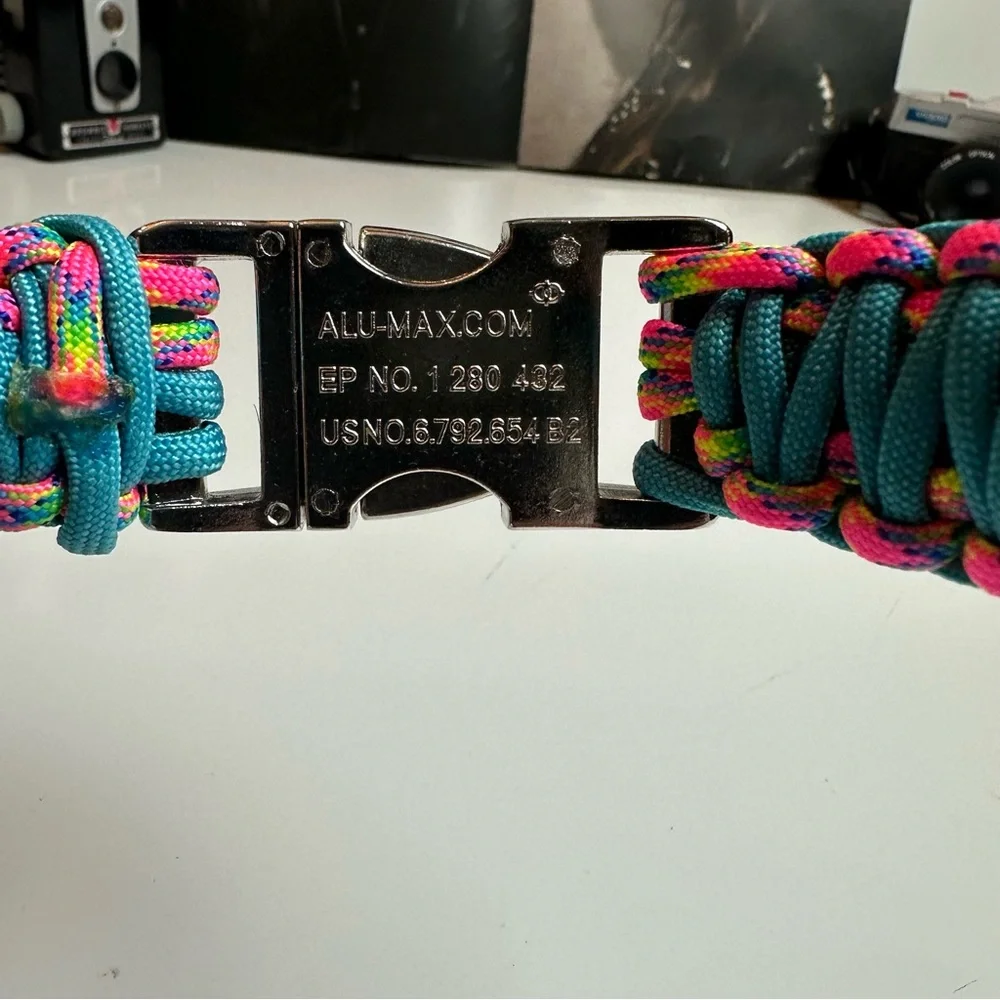 Colorful Paracord Dog Collar Heavy Duty Metal Buckle D-Ring